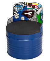 Sitztonne Graffiti blau 4er Set